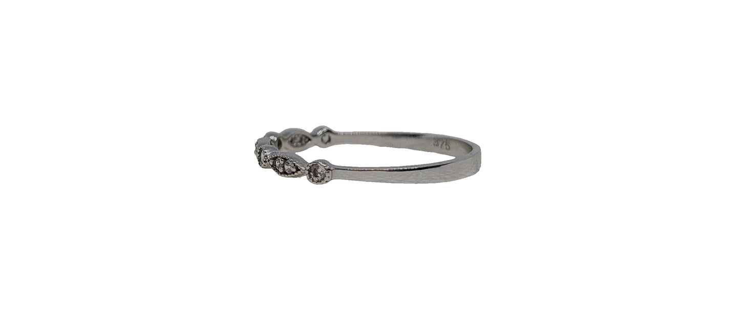 9ct White gold cubic zirconia round and marquise eternity band