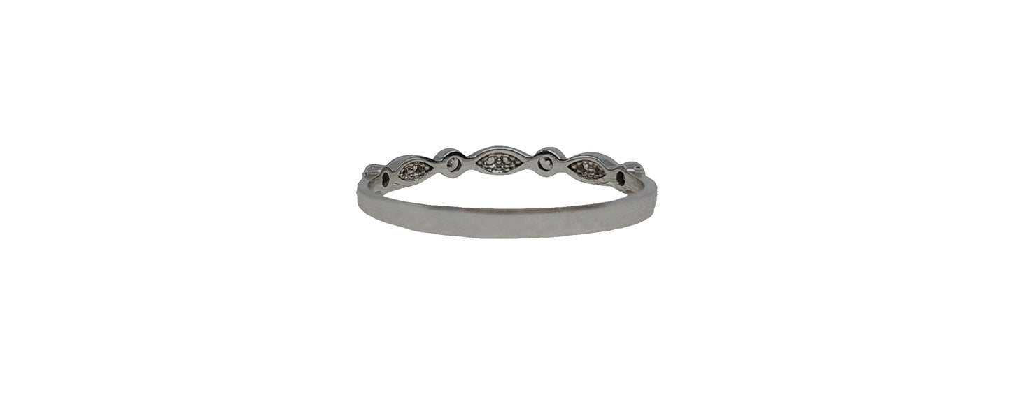 9ct White gold cubic zirconia round and marquise eternity band