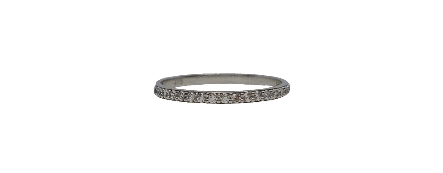 9ct White gold cubic zirconia shared claw eternity band
