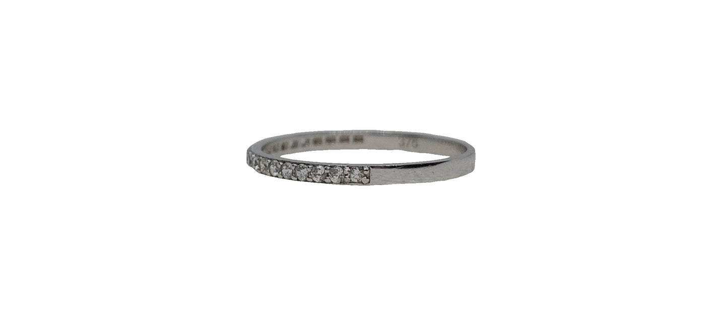 9ct White gold cubic zirconia shared claw eternity band