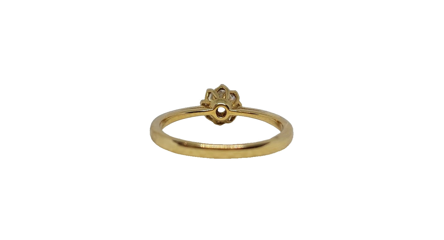 9ct Yellow gold cubic zirconia protea setting 8 claw with a slim tapered shank ring