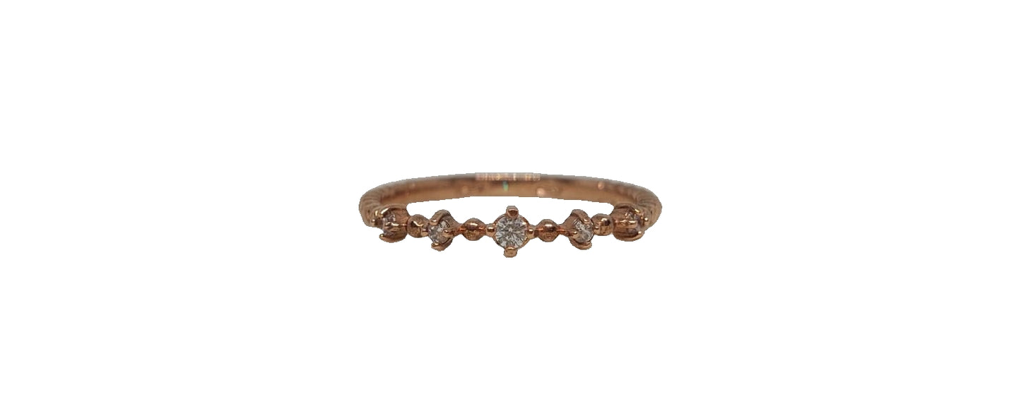 9ct Rose gold round five x cubic zirconia claw setting eternity band