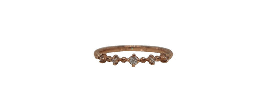 9ct Rose gold round five x cubic zirconia claw setting eternity band