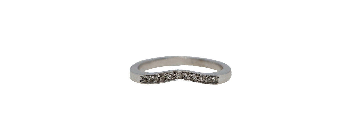 9ct White Gold curved diamond claw setting eternity band