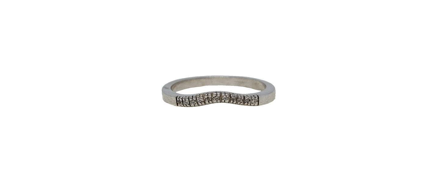 9ct White Gold curved diamond claw setting eternity band