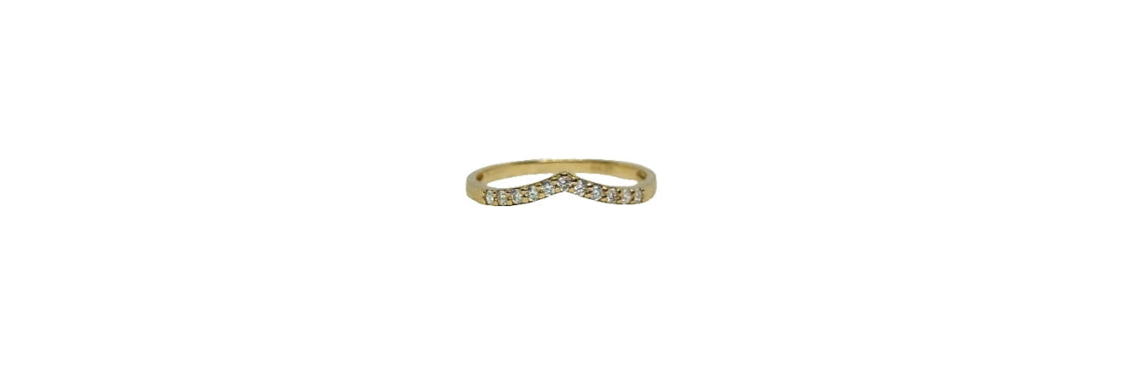 9ct Yellow gold V-shape lab diamond claw set eternity band