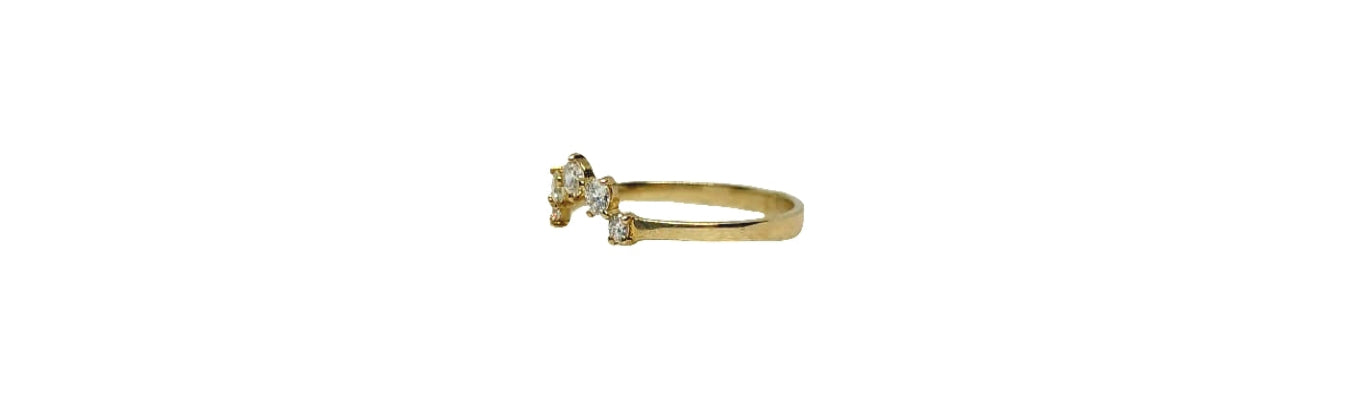 9ct Yellow gold curved 5 stone lab diamond eternity band