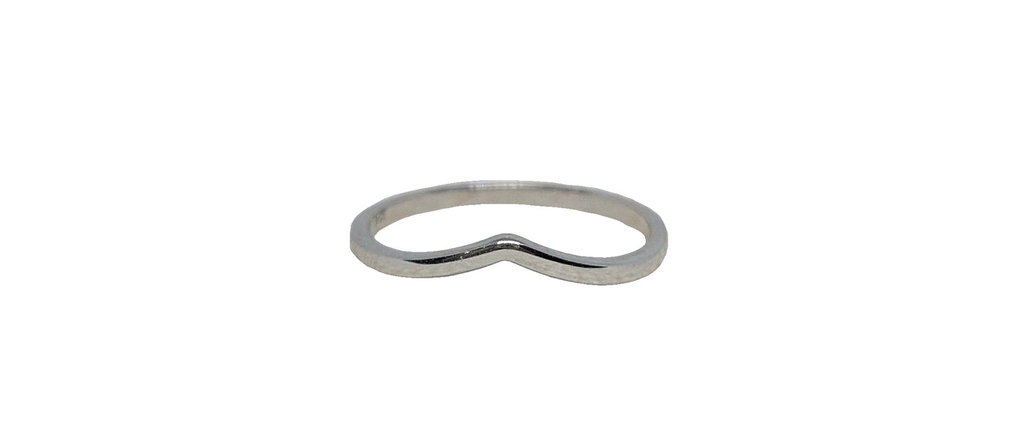 9ct White gold plain V-shape eternity band