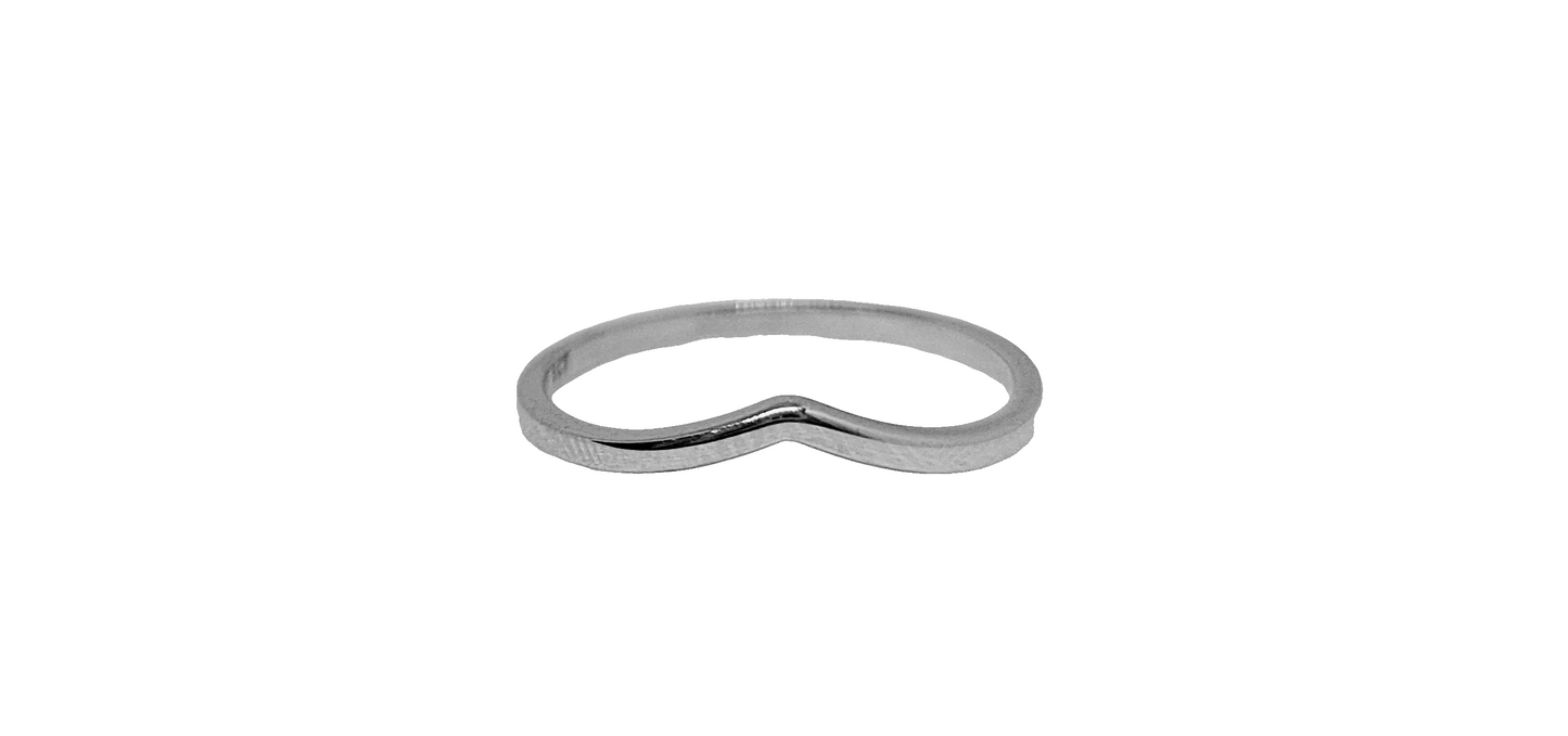 9ct White gold plain V-shape band