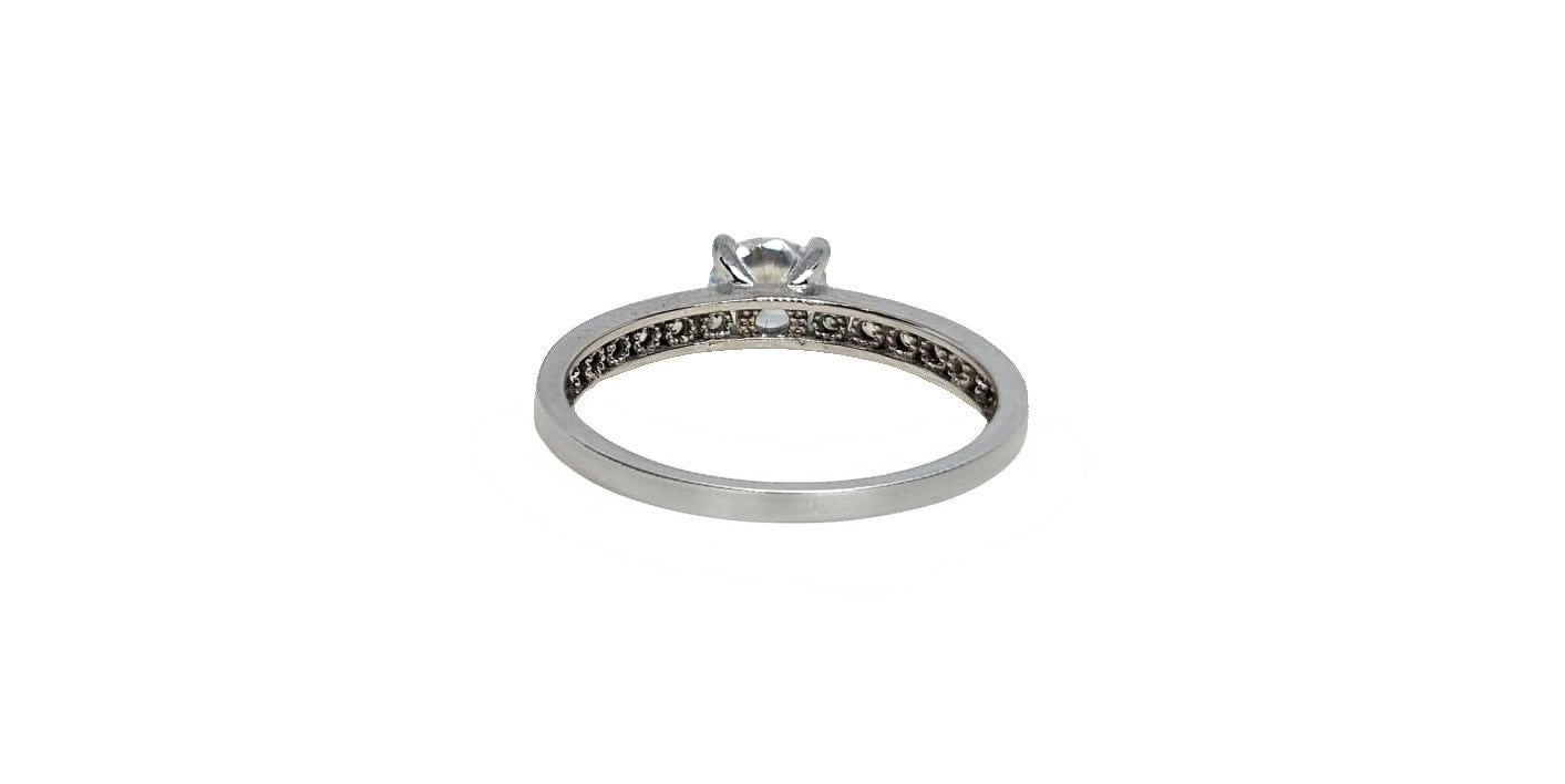 9ct White gold cubic zirconia 4 claw with cubic zirconia channel setting on shank ring