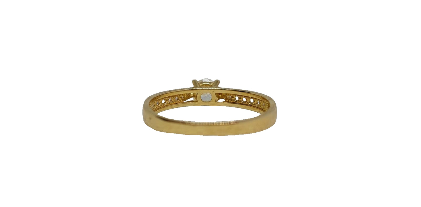 9ct Yellow gold round cubic zirconia channel set shank ring