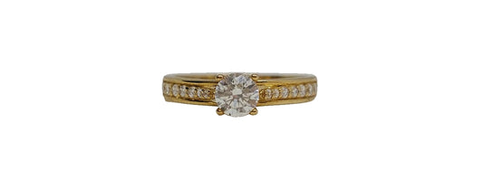 9ct Yellow gold round cubic zirconia channel set shank ring