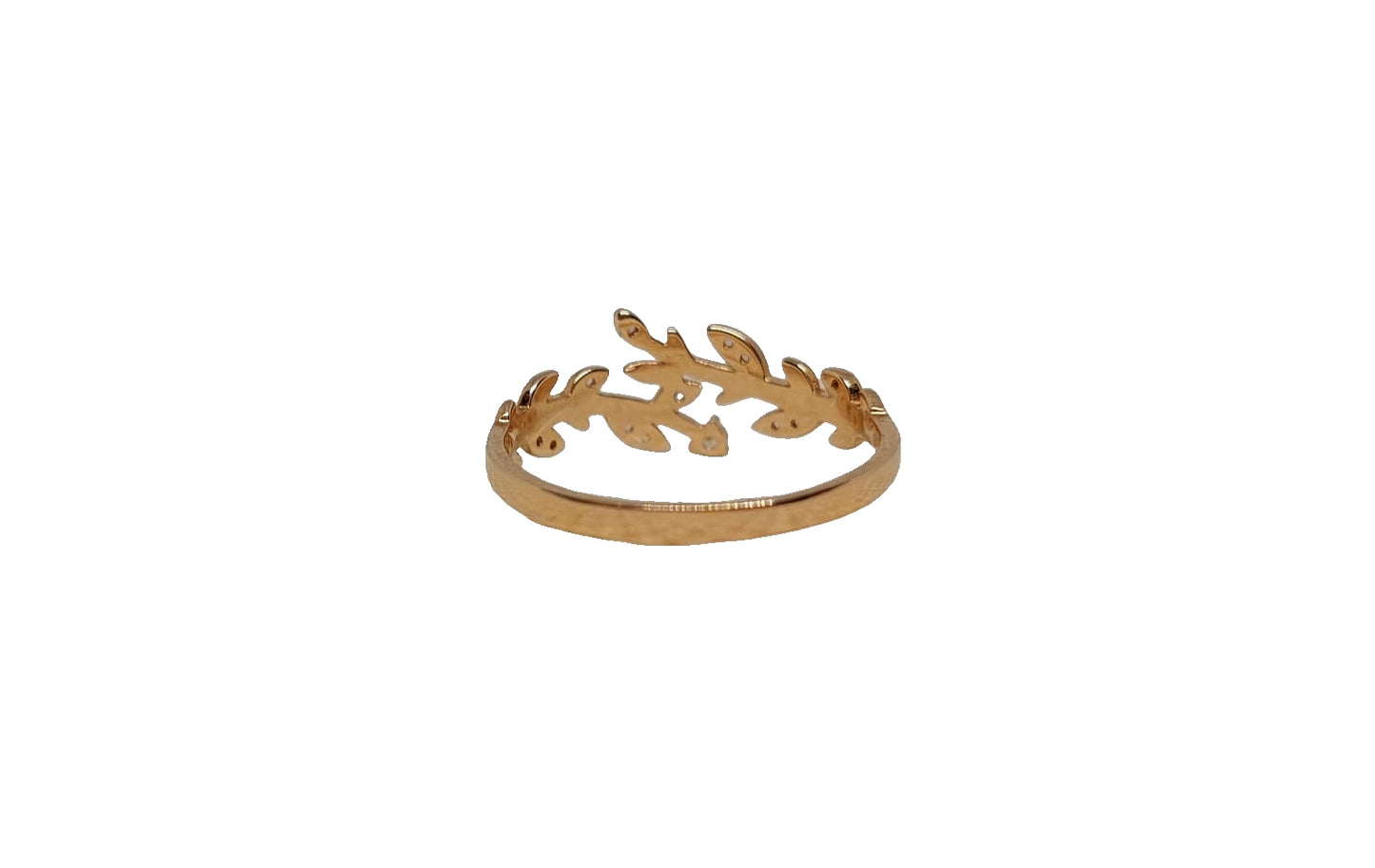 9ct Rose gold cubic zirconia leaf design band ring
