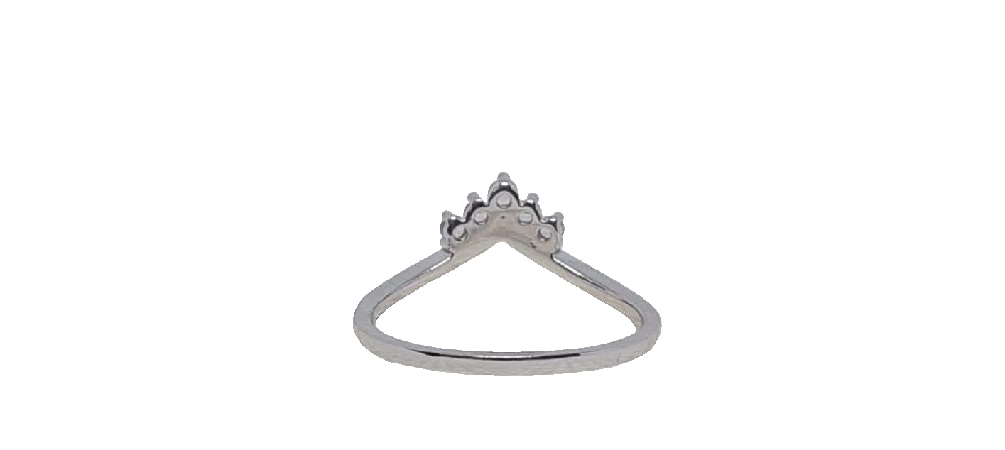 9ct White gold 5x cubic zirconia V-shape plain shank band