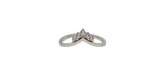 9ct White gold 5x cubic zirconia V-shape plain shank band