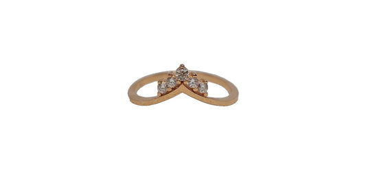 9ct rose gold 5x cubic zirconia V-shape plain shank band