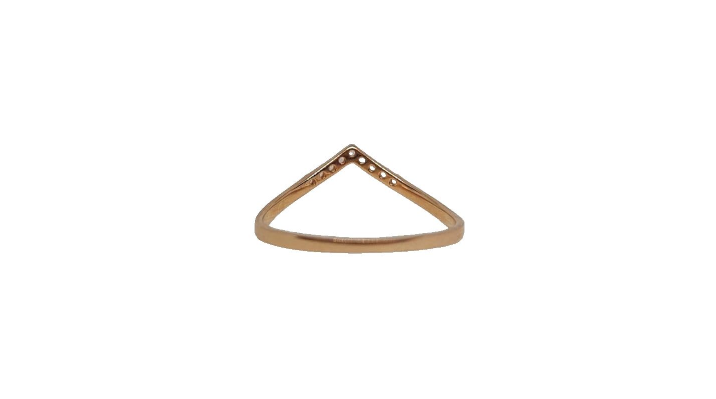 9ct Rose gold V-shape 9x cubic zirconia claw setting band