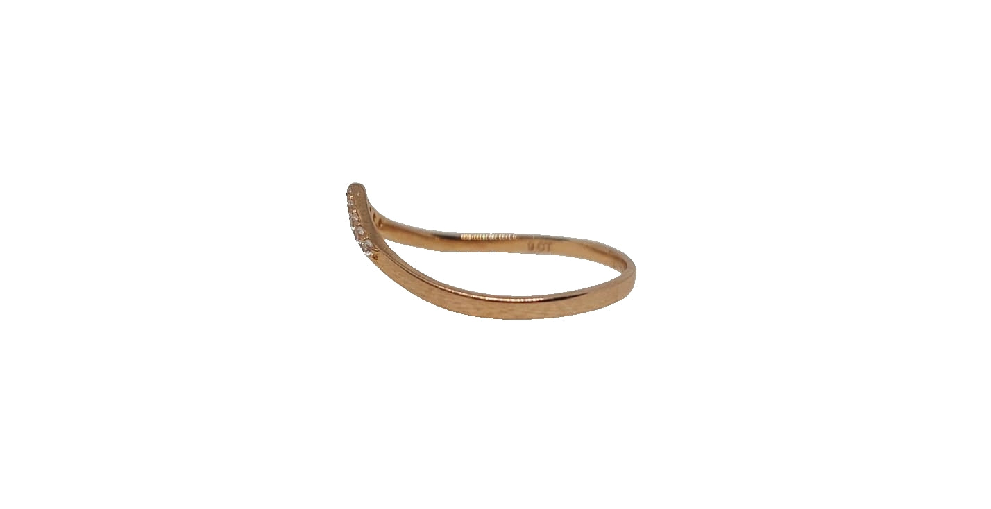 9ct Rose gold V-shape 9x cubic zirconia claw setting band