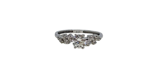 9ct White gold round 6 claw cubic zirconia snowdrift design ring