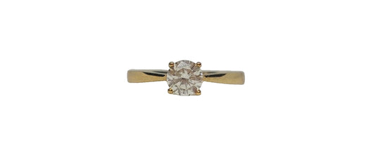 9ct Yellow gold round 4 claw solitaire plain tapered shank ring