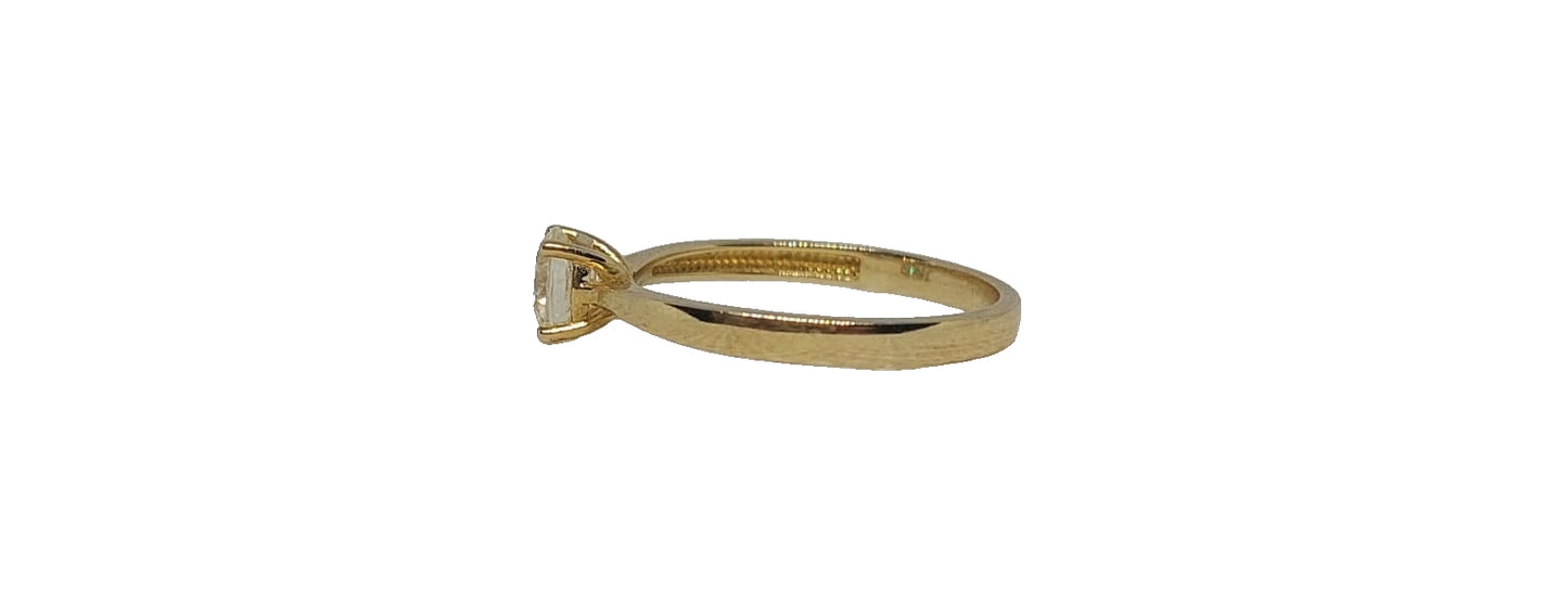 9ct Yellow gold round 4 claw solitaire plain tapered shank ring