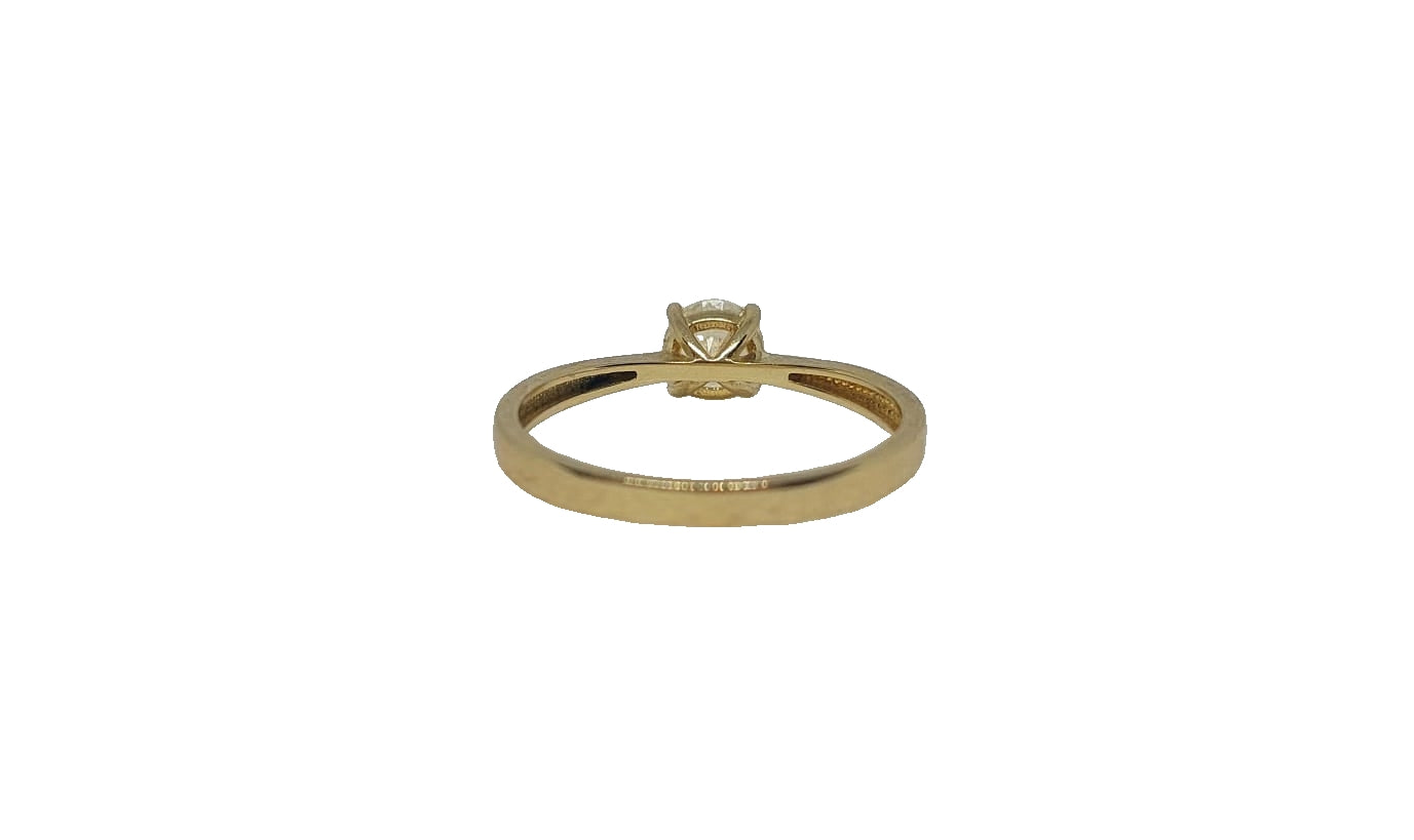 9ct Yellow gold round 4 claw solitaire plain tapered shank ring