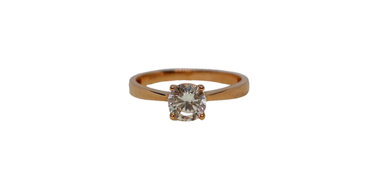 9ct Rose gold round cubic zirconia 4 claw tapered shank ring