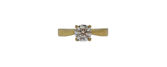 9ct Yellow gold round 4 claw solitaire plain tapered shank ring