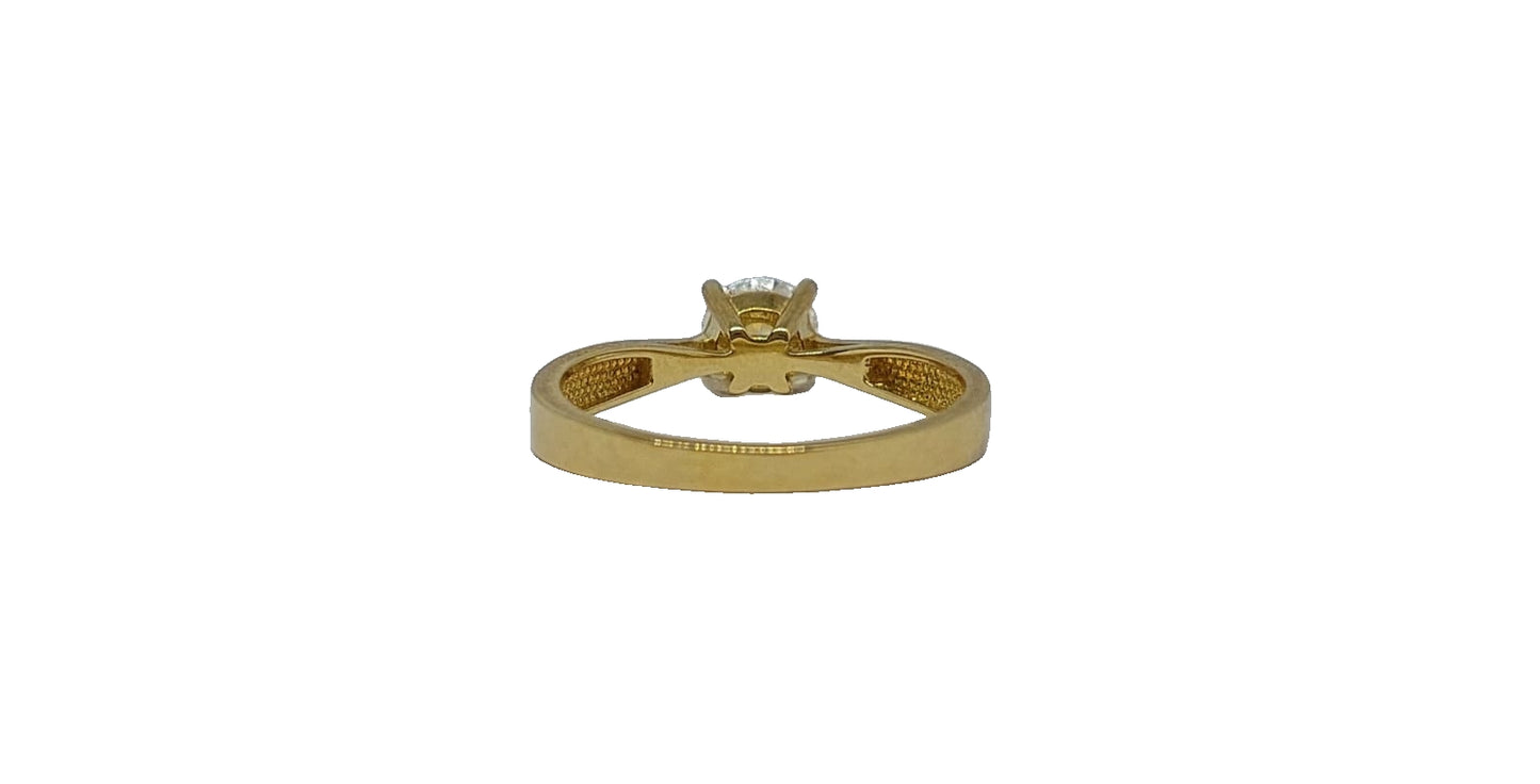 9ct Yellow gold round 4 claw solitaire plain tapered shank ring
