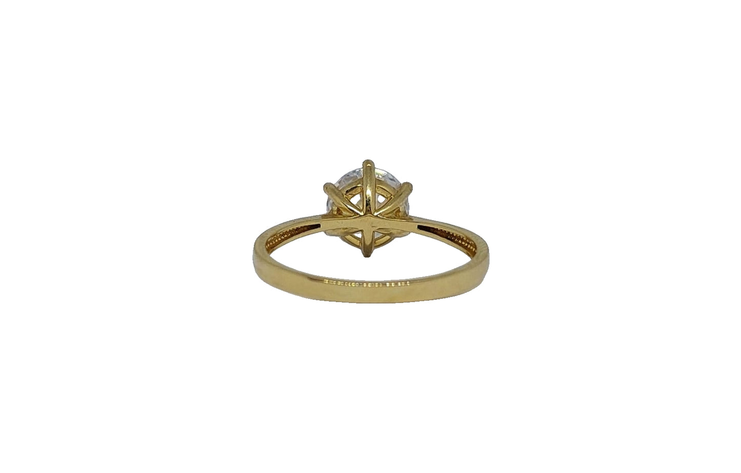 9ct Yellow gold 6 claw solitaire cubic zirconia plain tapered shank ring