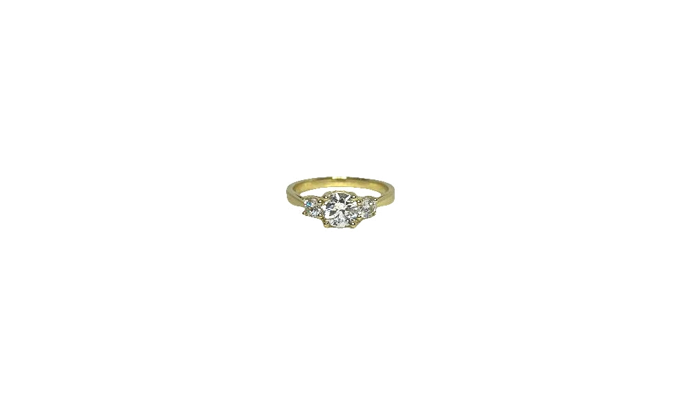 9ct Yellow gold 4 claw three-stone lab diamond trilogy ring