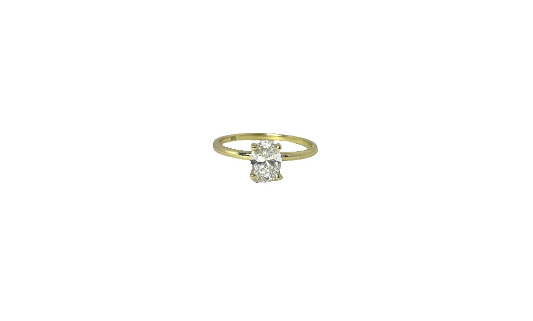 9ct Yellow gold 4 claw oval lab diamond solitaire ring