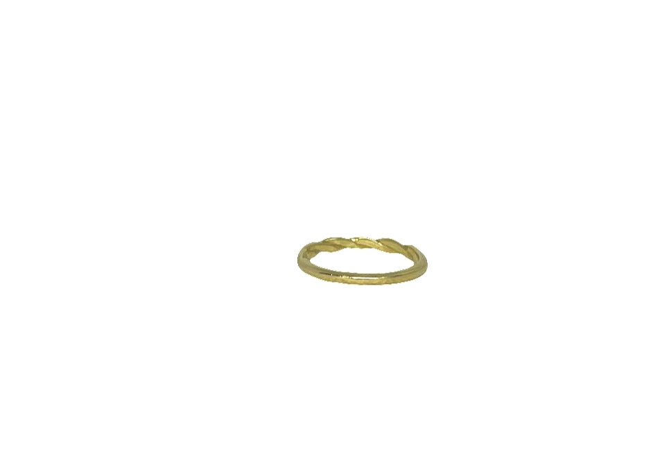 9ct Yellow gold twisted plain and lab diamond eternity band