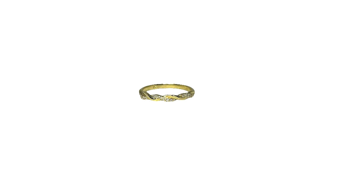 9ct Yellow gold twisted plain and lab diamond eternity band