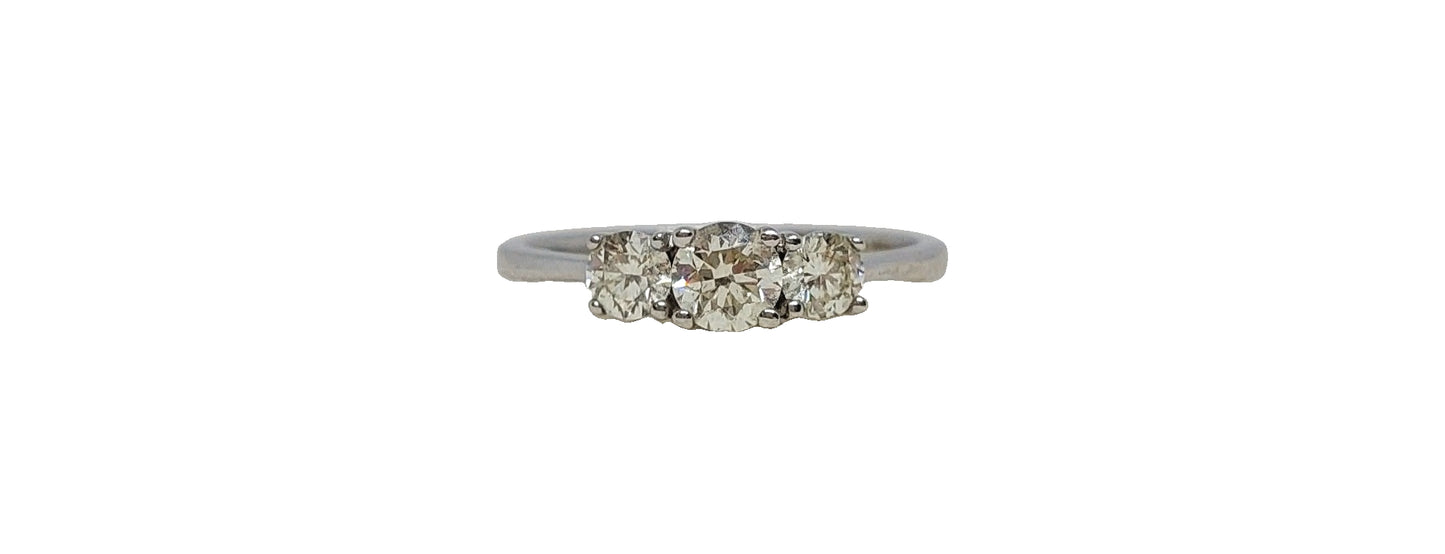 9ct White Gold round trilogy diamond ring