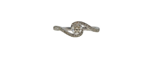 9ct White Gold diamond bypass solitaire ring