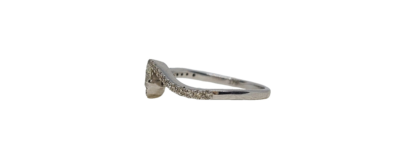 9ct White Gold diamond bypass solitaire ring