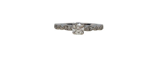 18ct White Gold round diamond marquise/ round shank ring
