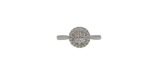 9ct White Gold illusion diamond halo tapered shank ring