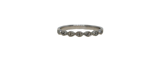 9ct White Gold diamond milgrain marquise pattern band
