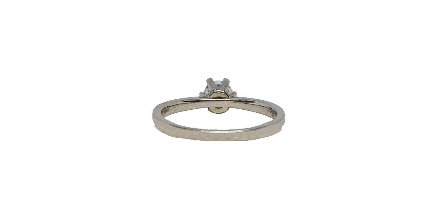 Sterling silver 18ct rhodium plating 6 claw round moissanite cubic zirconia channel setting tapered shank ring