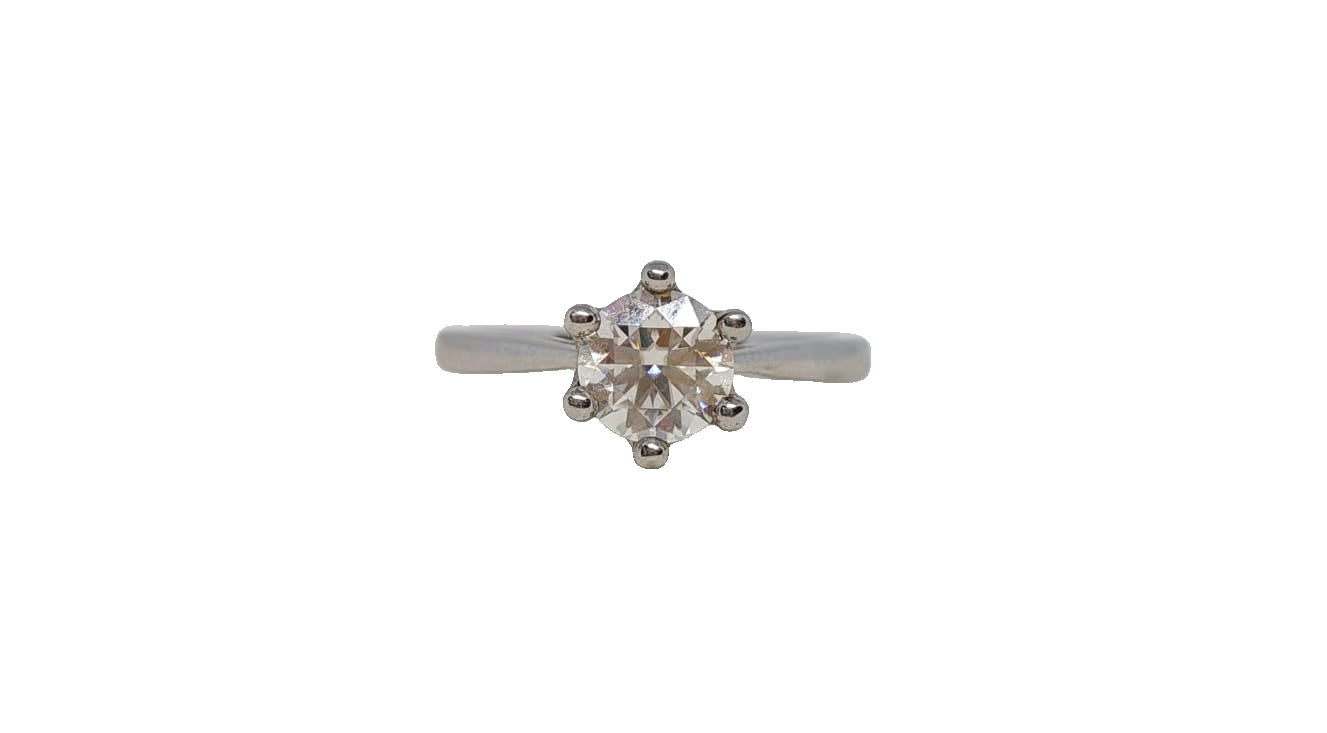 Sterling silver 18ct rhodium plating round 6 claw moissanite protea setting tapered shank ring