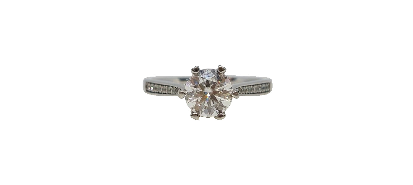 Sterling silver 18ct rhodium plating round moissanite 6 claw cubic zirconia channel setting tapered shank ring