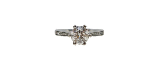 Sterling silver 18ct rhodium plating round moissanite 6 claw cubic zirconia channel setting tapered shank ring