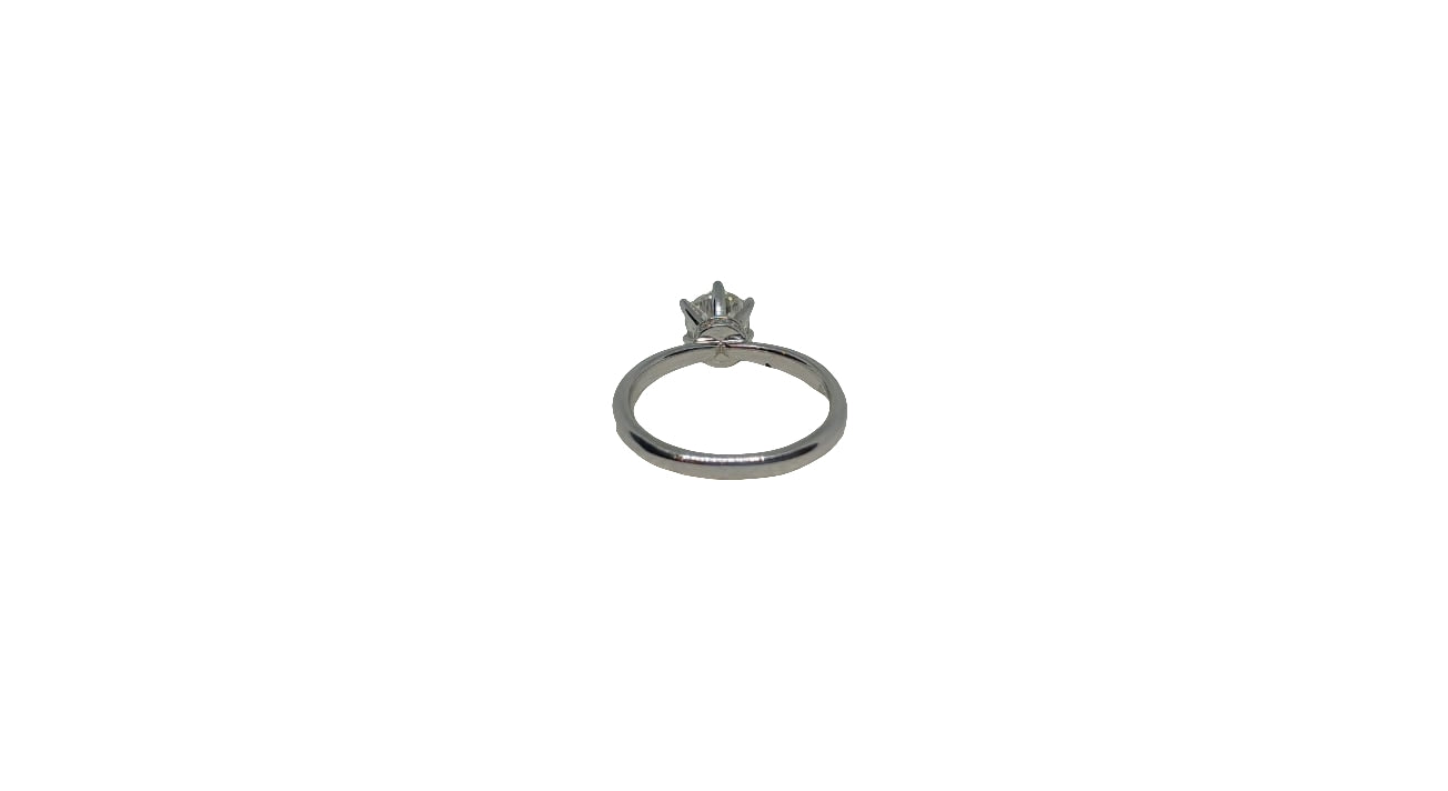 Sterling silver 18ct rhodium plated 6 claw moissanite with cubic zirconia hidden halo plain knife edge shank ring