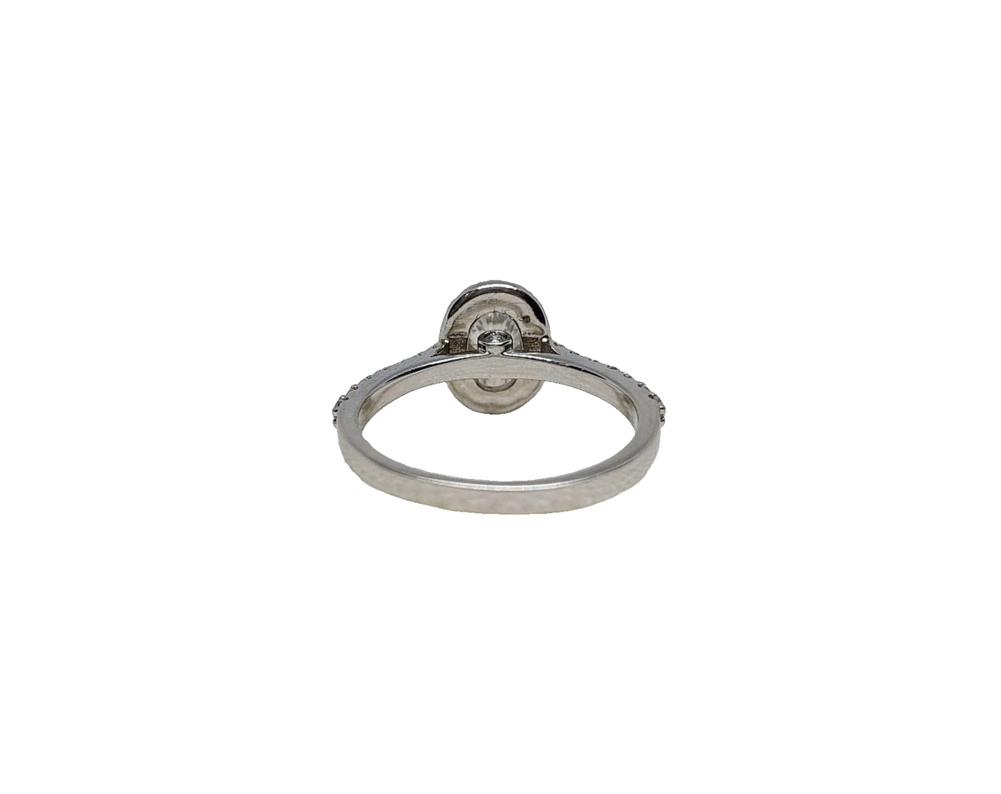Sterling silver 18ct rhodium plating oval cut moissanite halo cubic zirconia shank ring