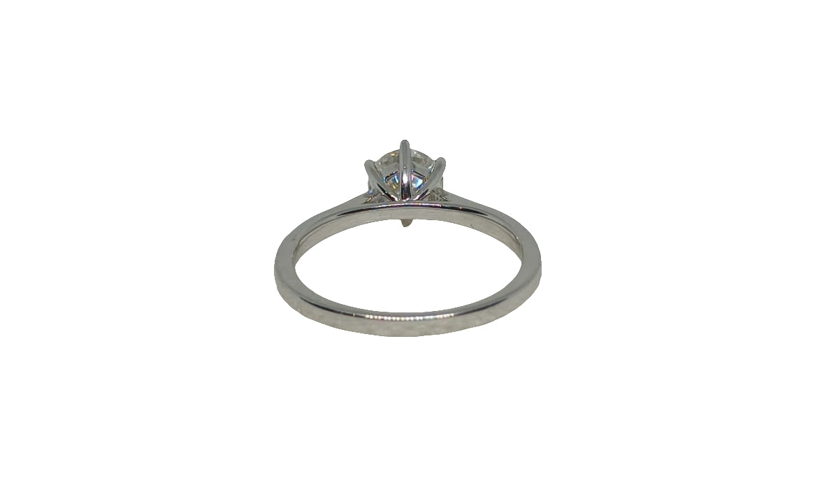 Sterling silver 18ct rhodium plated moissanite with cubic zirconia channel set shank ring