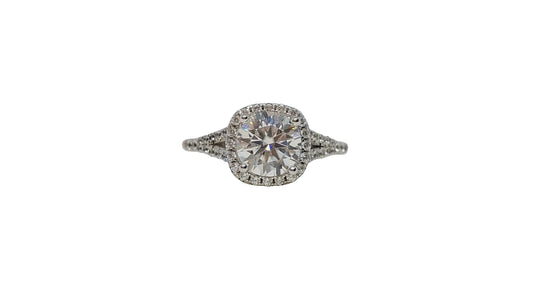 Sterling silver 18ct rhodium plating round cut moissanite halo cubic zirconia split shank ring
