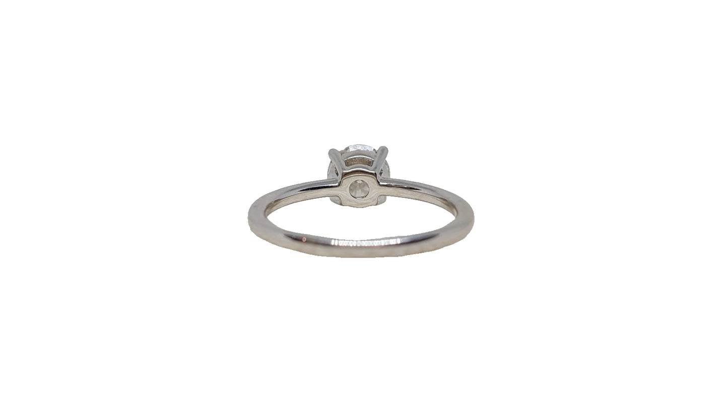 Sterling silver 18ct rhodium plating round moissanite solitaire plain shank ring