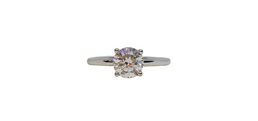 Sterling silver 18ct rhodium plating round moissanite solitaire plain shank ring